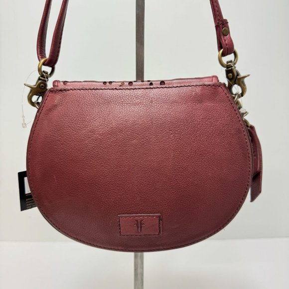 Frye Vivian Crossbody Flap Snap Close Cutout & Stitch Design Purse Red - Picture 7 of 7